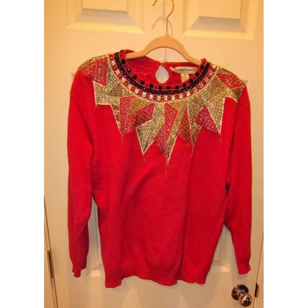 Vintage Magenta pink Victoria Harbour Sweater Size L